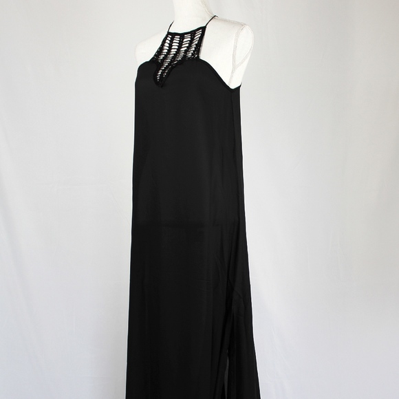 Sheer Maxi Crochet Dress Black - Picture 4 of 10